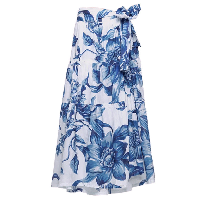 Traje de baño de dos piezas floral azul bikini para mujer