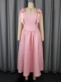 Ropa de Mujer Elegante Vestido con Lazo Jacquard Cintura Alta Vestido de Cóctel con Vuelo para Noche Vestidos de Fiesta