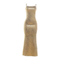 Vestido sexy de tirantes ajustado de cintura alta de color liso para mujer Primavera