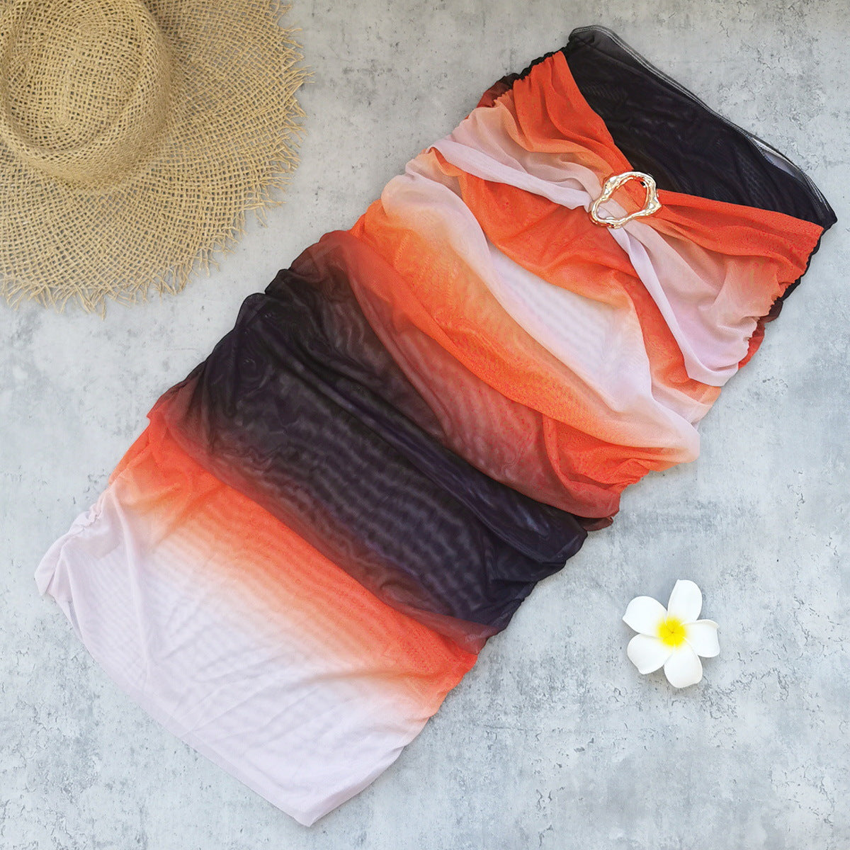 Gradient Strap Backless Sexy Bikini Sheath Skirt Set Split Swimsuit Women Bikini