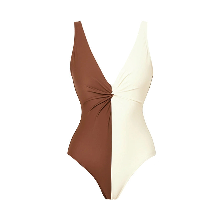 Conjuntos de trajes de baño de bikini divididos sencillos de colores a juego para mujer de gran sensación