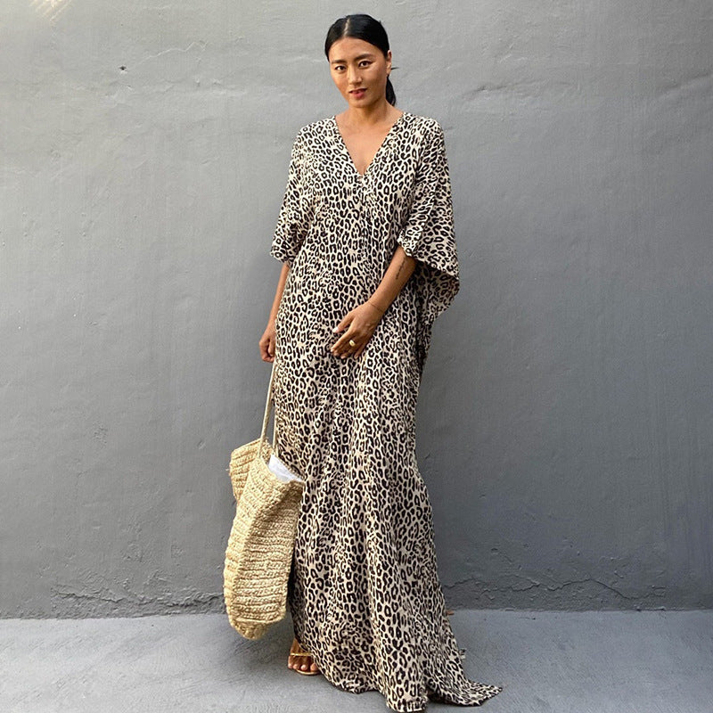 Falda larga estampada para la playa, maxi vestido, bikini, blusa, camisa de protección solar