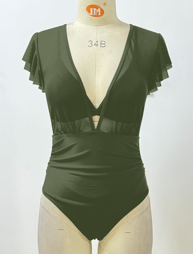 Traje de Baño de Mujer Dividido, Bikini Triangular Sexy, Traje de Baño de Una Pieza, Conjuntos de Tres Piezas