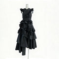 Primavera Elegante Vestido Largo de Madera de Costura de Orejas de Grado Superior Cuello en V Cruzado para Mujer