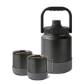 Jarra negra para exteriores y juego de tazas para acampar