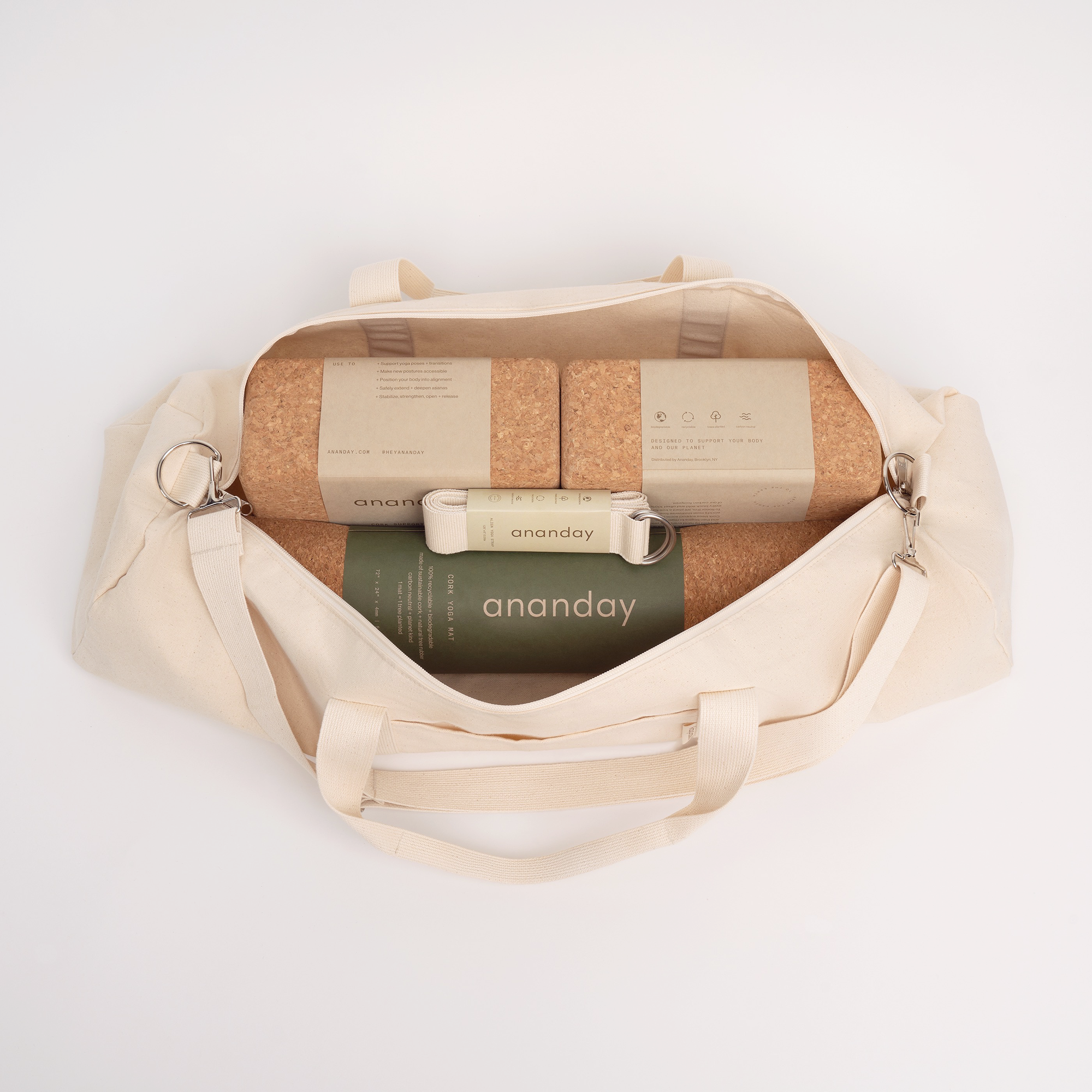 Bolsa de yoga de lona en color natural