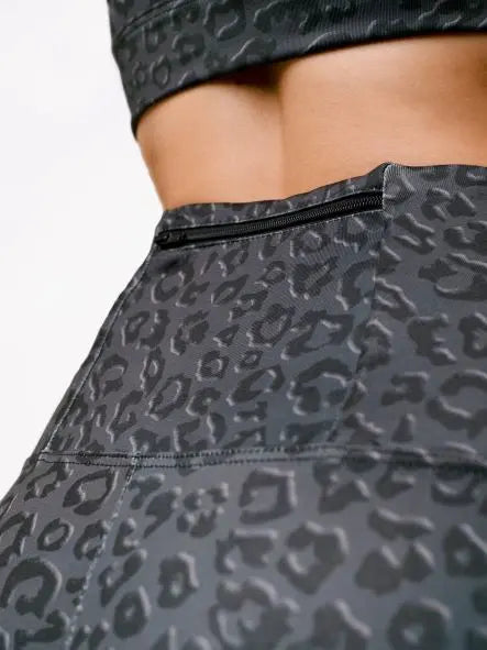 CONJUNTO DE LEGGINGS DE YOGA LEOPARDO NEGRO