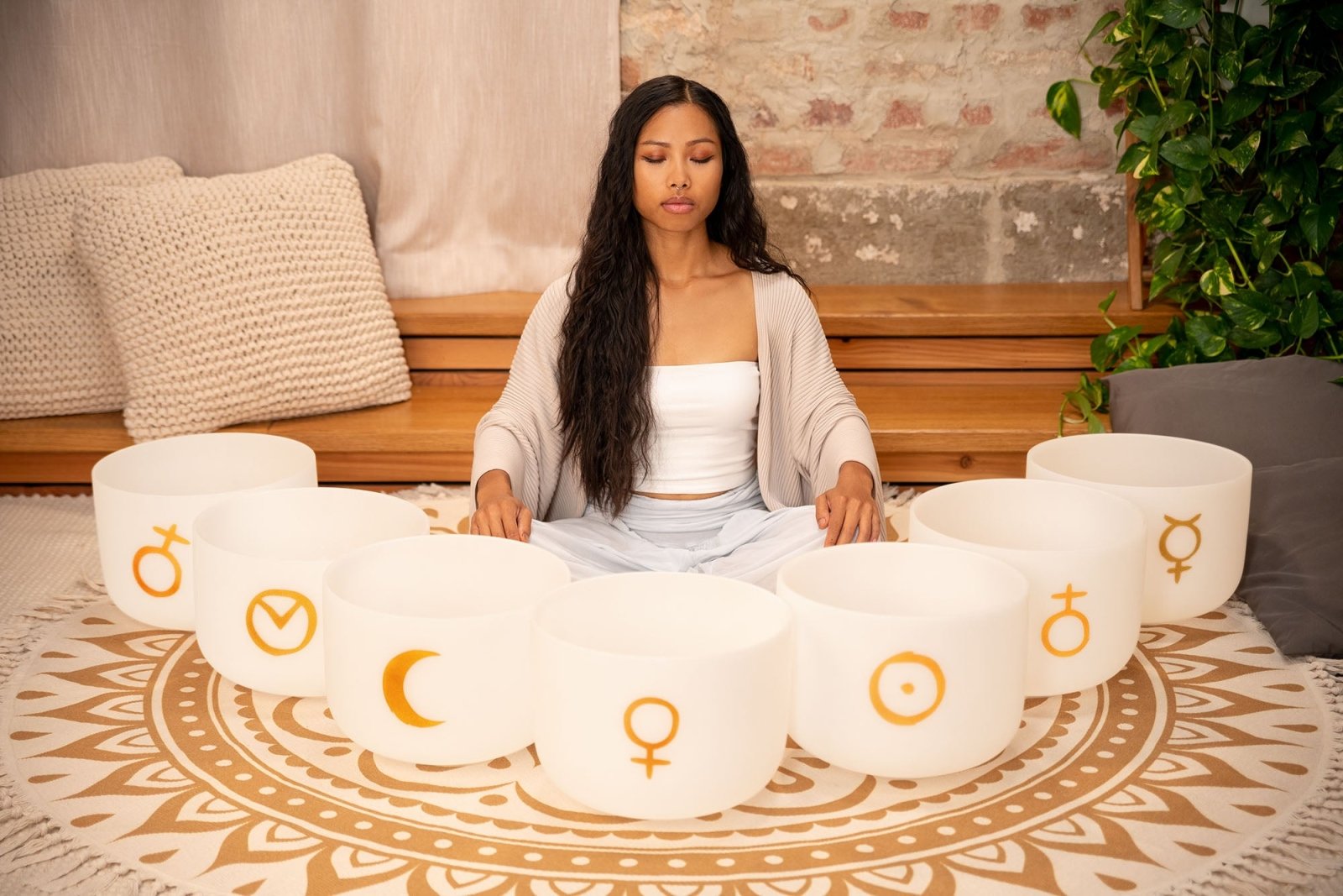 7 cuencos cantores de cristal planetarios - Set de chakras cósmicos
