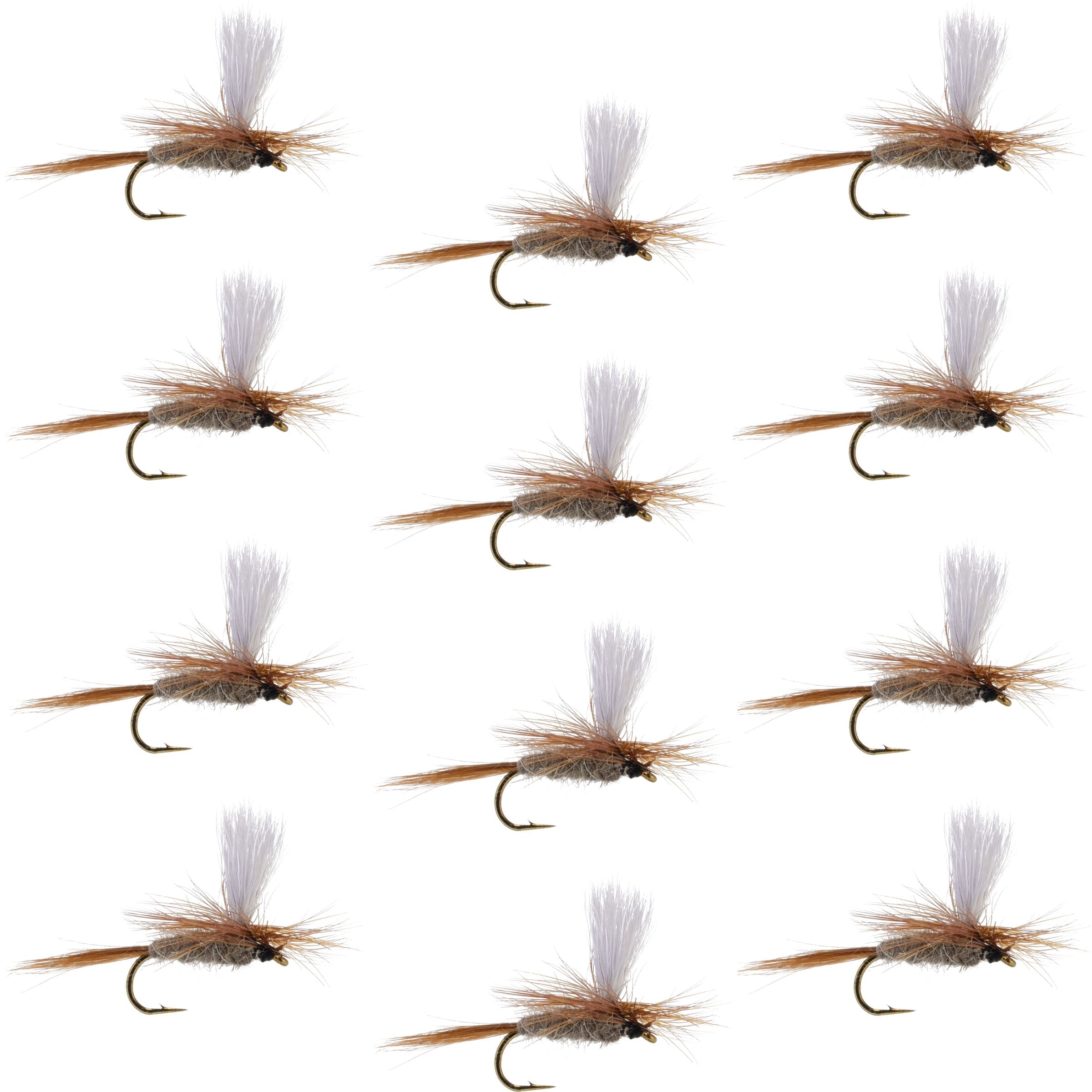 Hares Ear Parachute Classic Dry Fly - 12 Flies Hook Size 12
