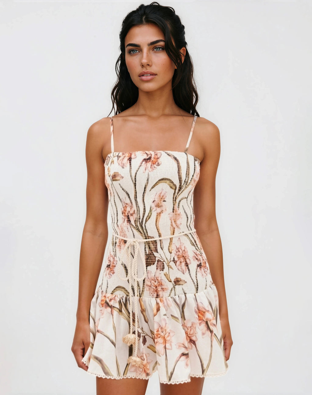 Botanic Retro Mini Dress – Off White