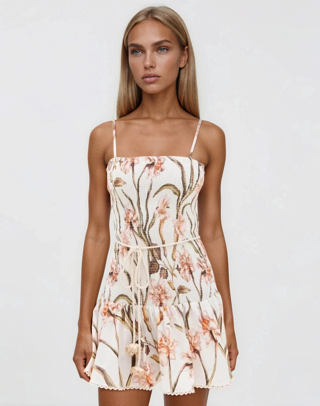 Botanic Retro Mini Dress – Off White