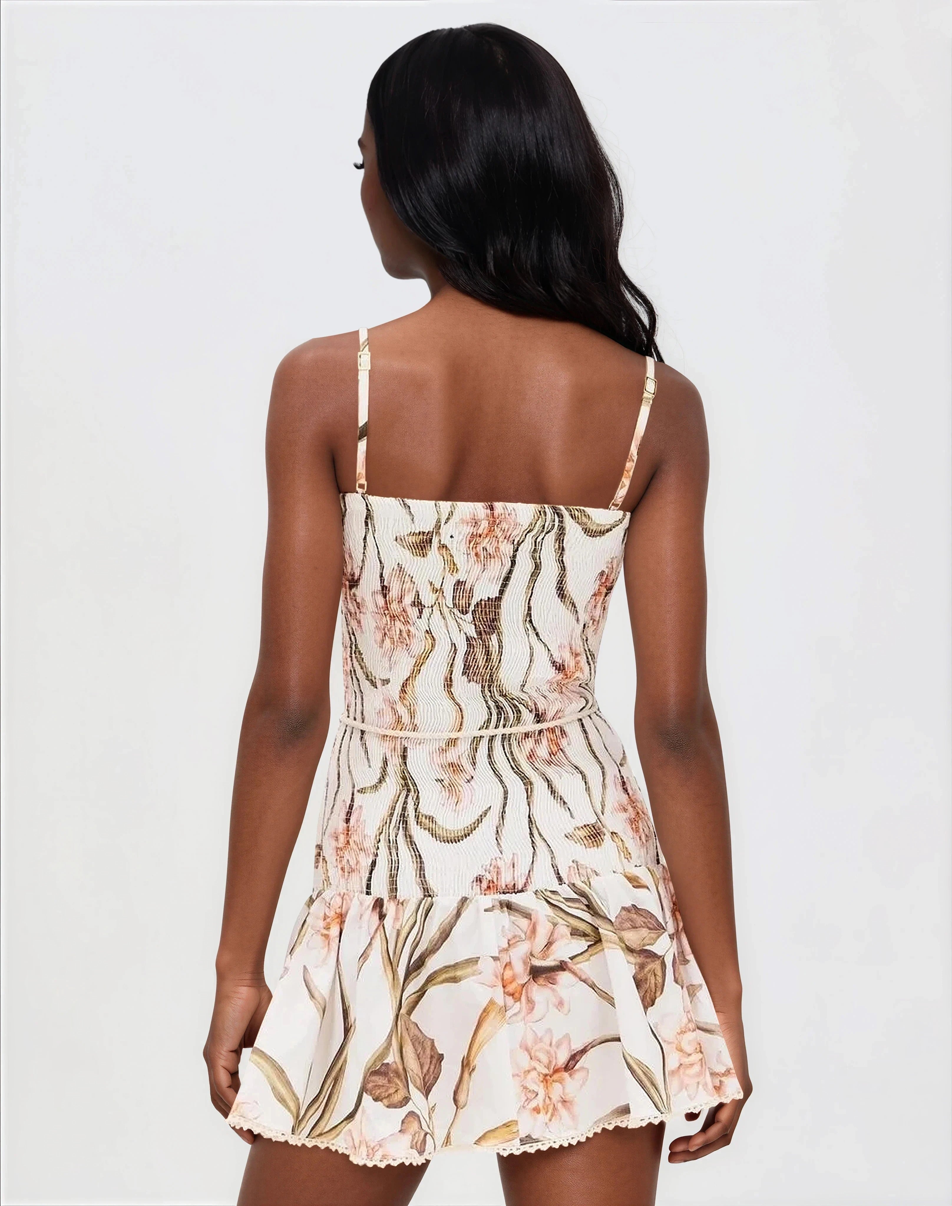 Botanic Retro Mini Dress – Off White