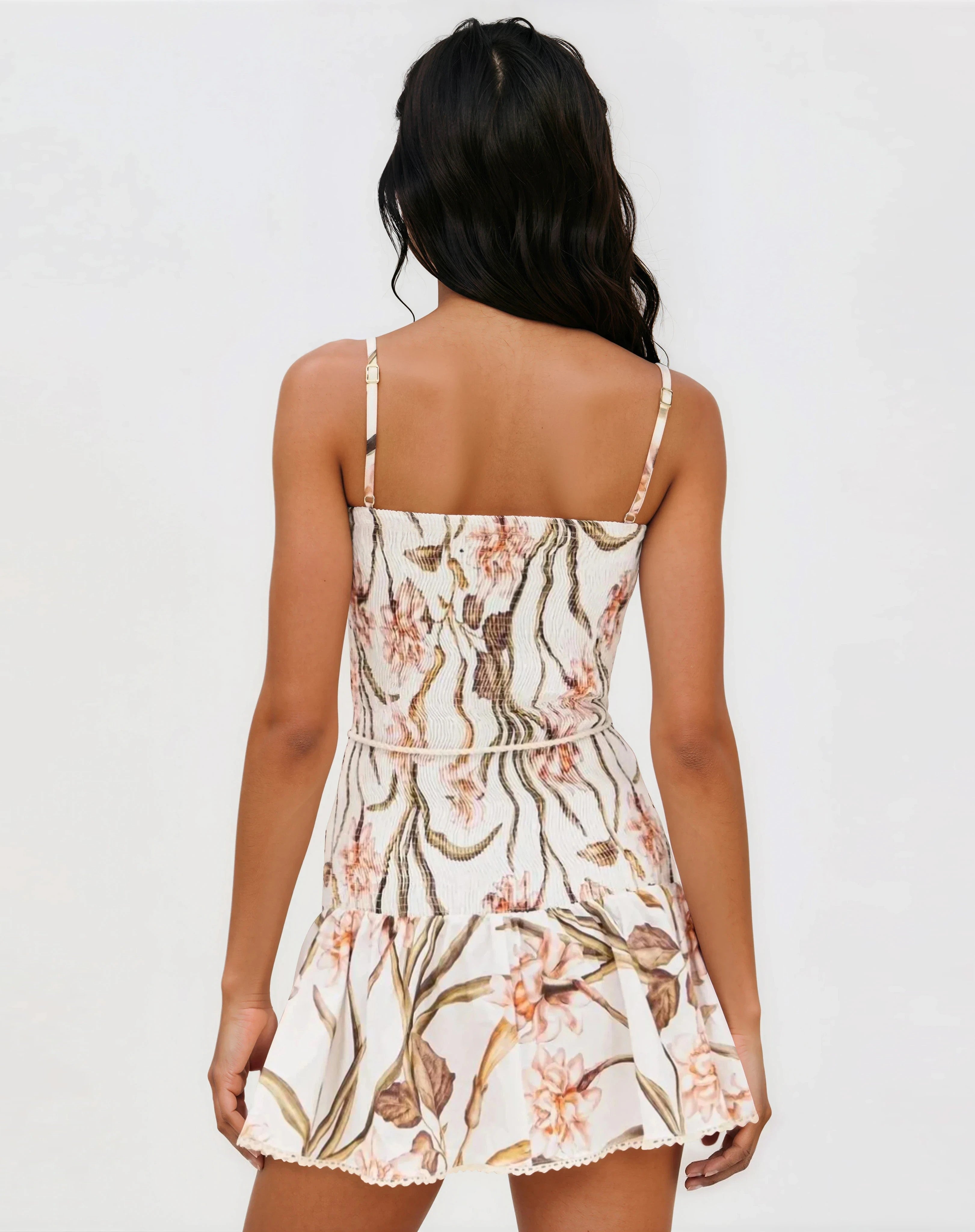 Botanic Retro Mini Dress – Off White
