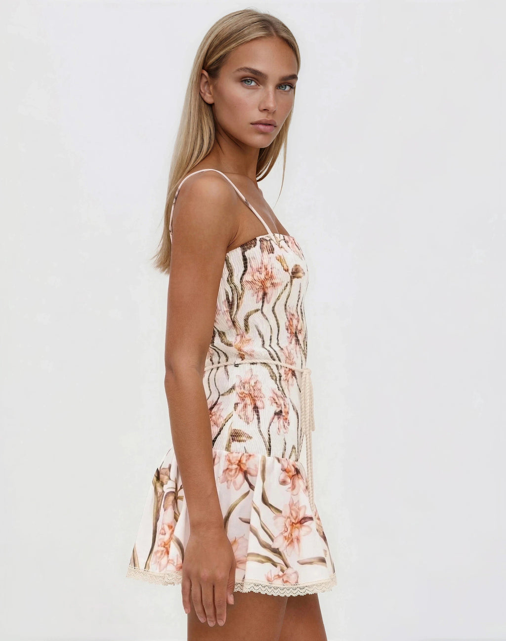 Botanic Retro Mini Dress – Off White