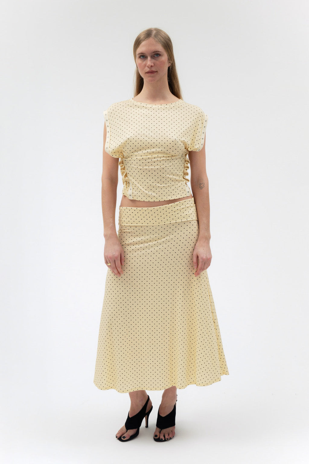 FOLDOVER FLARED MAXI SKIRT IN BUTTER