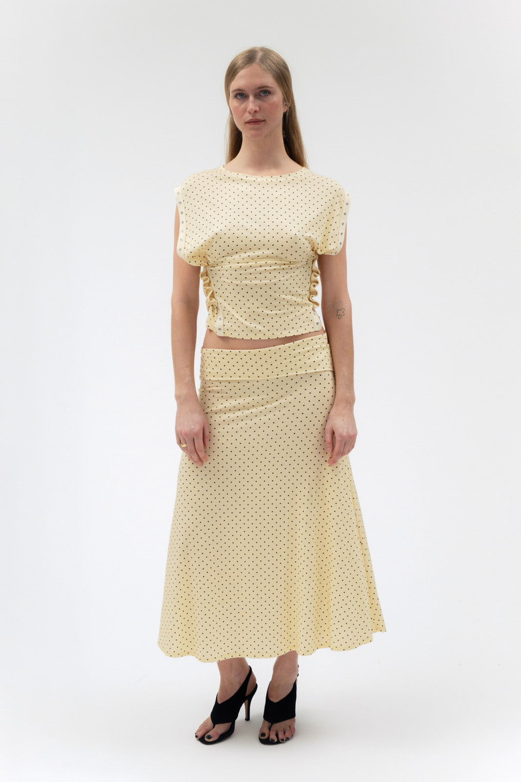 FOLDOVER FLARED MAXI SKIRT IN BUTTER