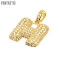 Colgante inicial "H" personalizado en oro de 14 quilates con circonita cúbica - Fantastic Jewelry NYC