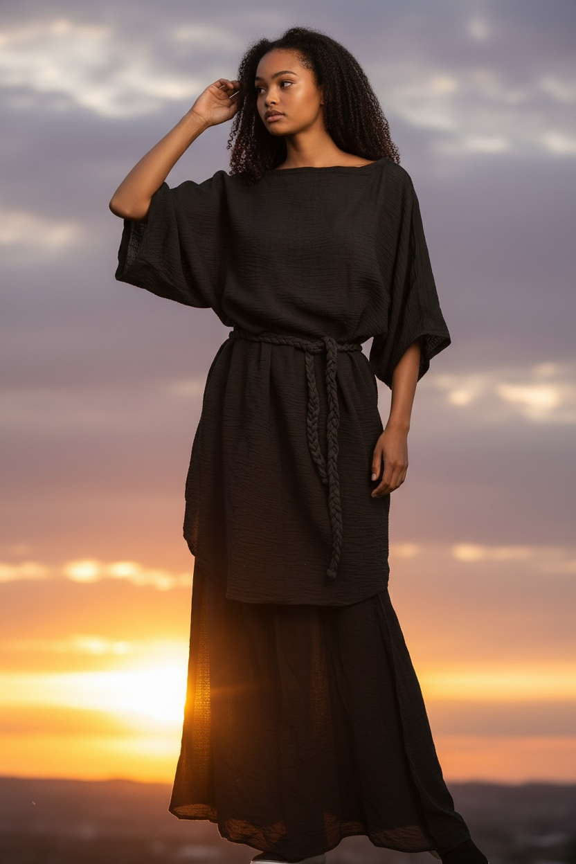 Handmade Cotton Set of Maxi Skirt & Blouse "SONIA"