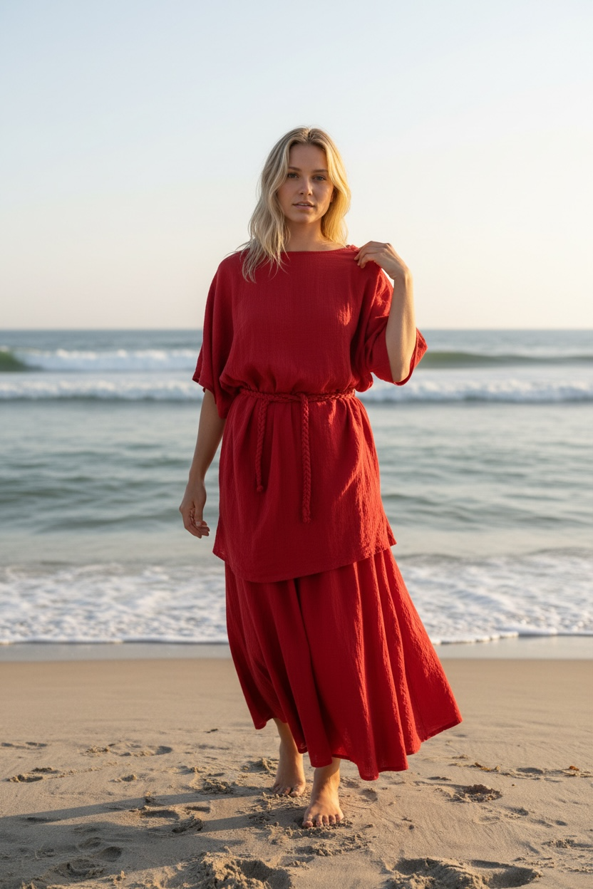 Handmade Cotton Set of Maxi Skirt & Blouse "SONIA"