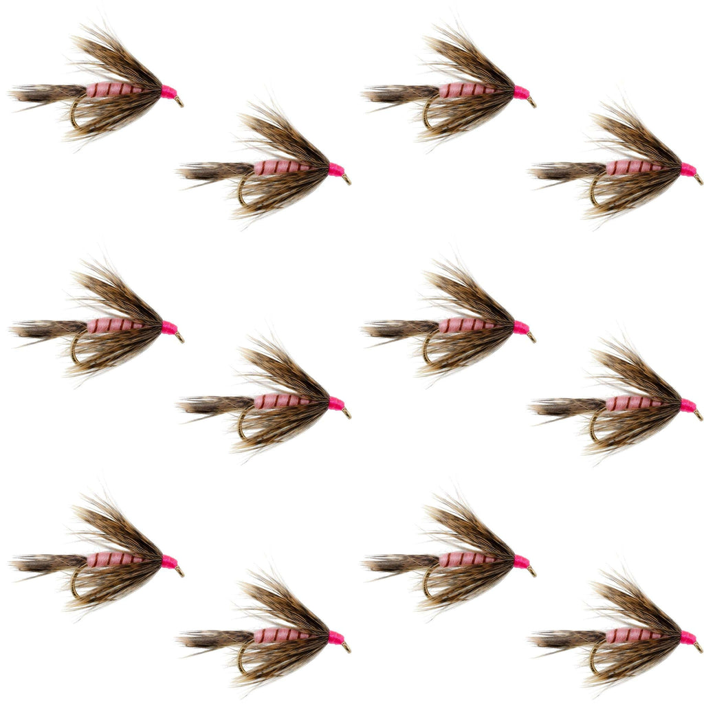 Fall Soft Hackle Grouse and Pink Wet Fly - 12 Flies Size 8