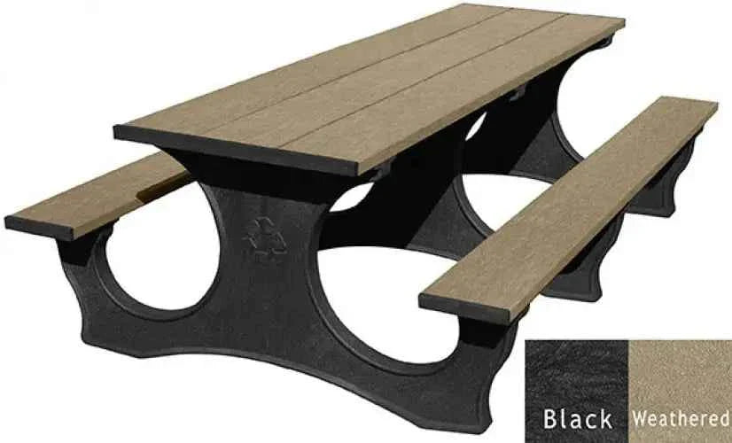 Mesa de picnic Polly Tuff adaptada para personas con movilidad reducida (ADA) – Asientos duraderos de exterior de 8 pies con fácil acceso