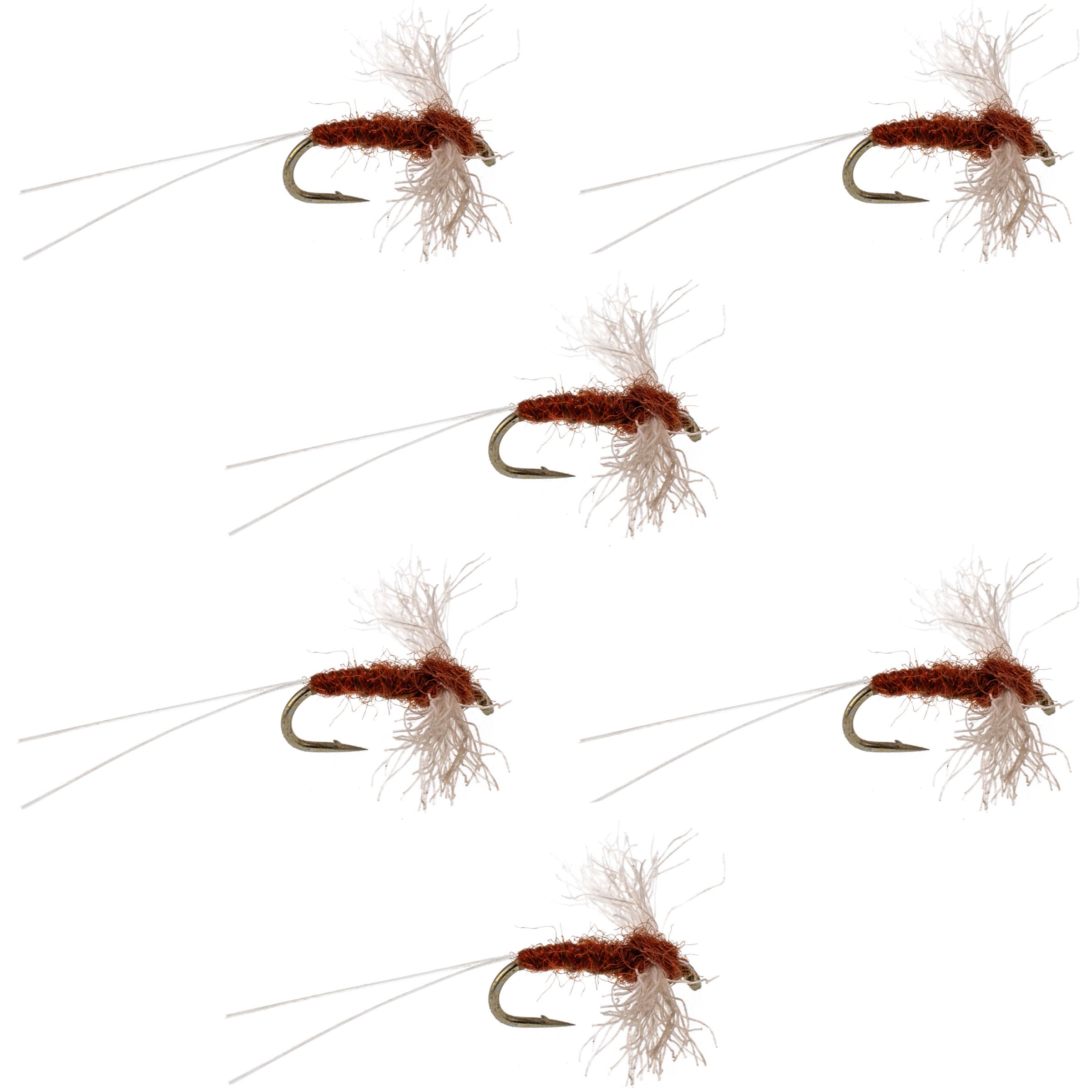 Poly Wing Rusty Spinner Mayfly 6 Flies Hook Size 16