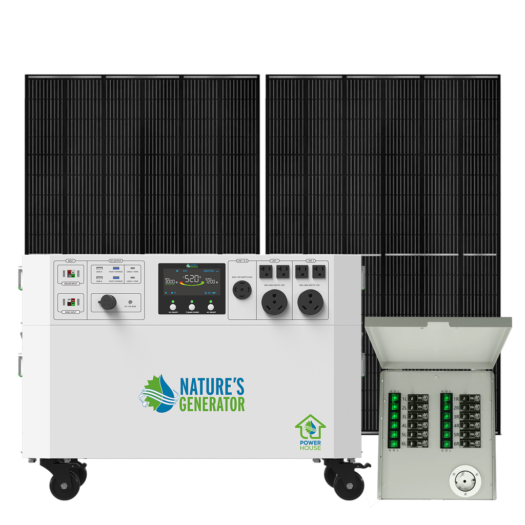 Generador solar Powerhouse V2 e interruptor de transferencia