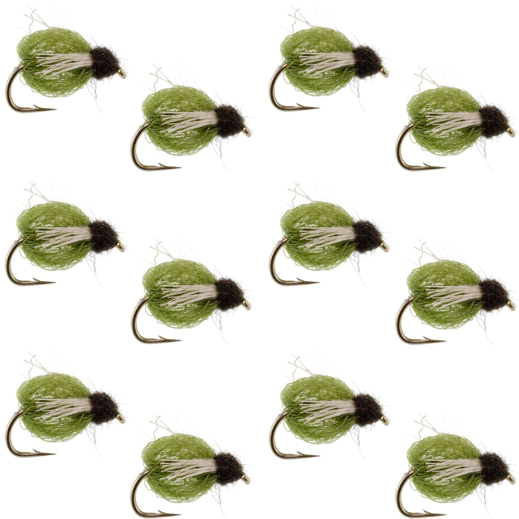 LaFontaine Olive Deep Sparkle Caddis Pupa - 1 Dozen Flies Hook Size 12