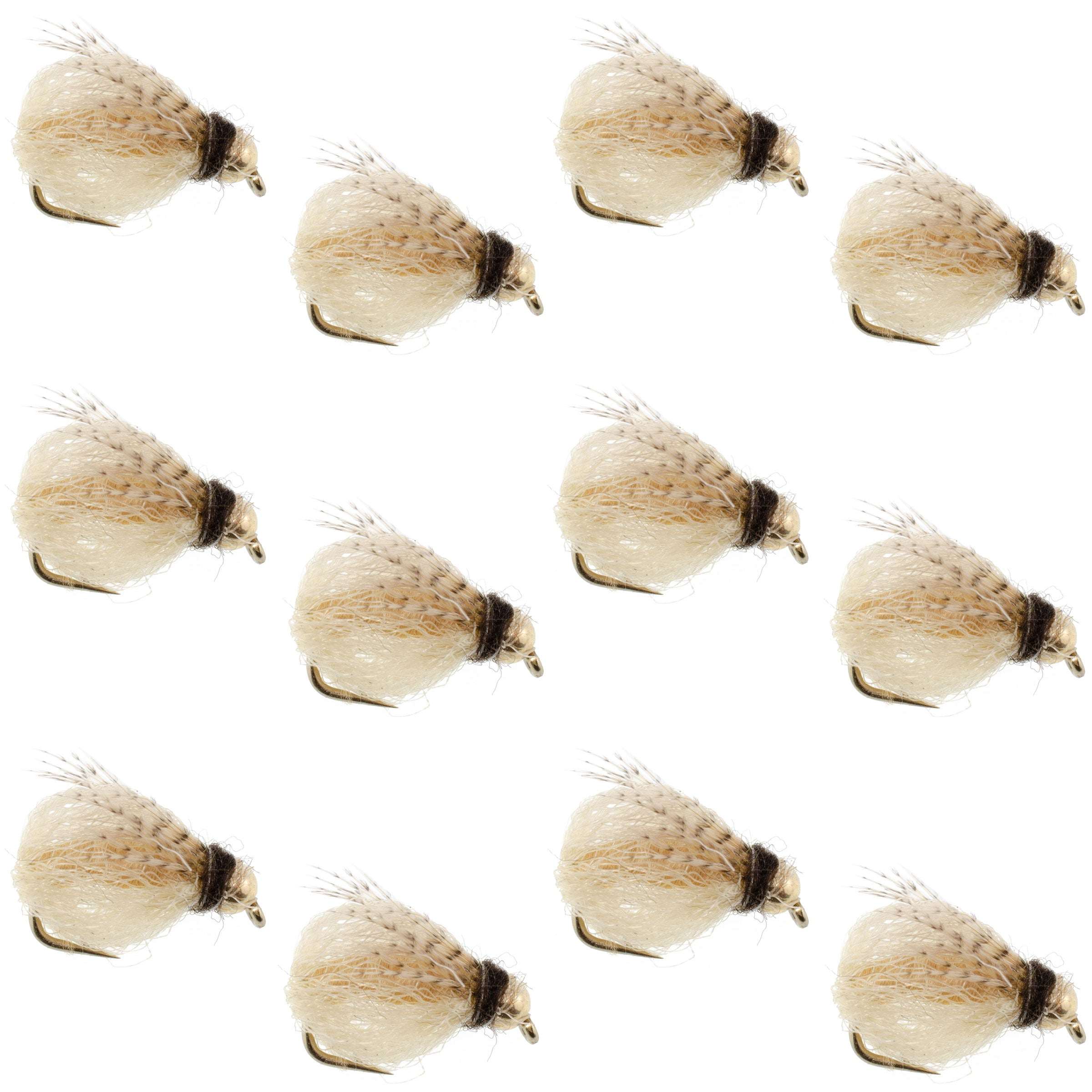 Bead Head LaFontaine Tan Deep Sparkle Caddis Pupa - 12 Flies Size 12