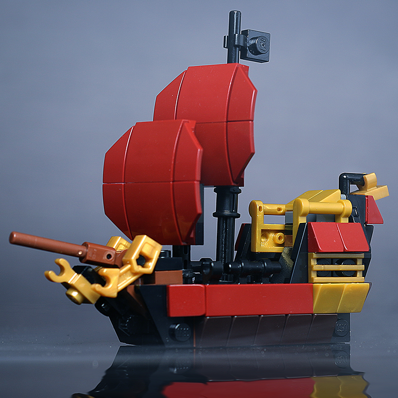 Custom Mini Queen Anne's Revenge Pirate Ship made using LEGO parts