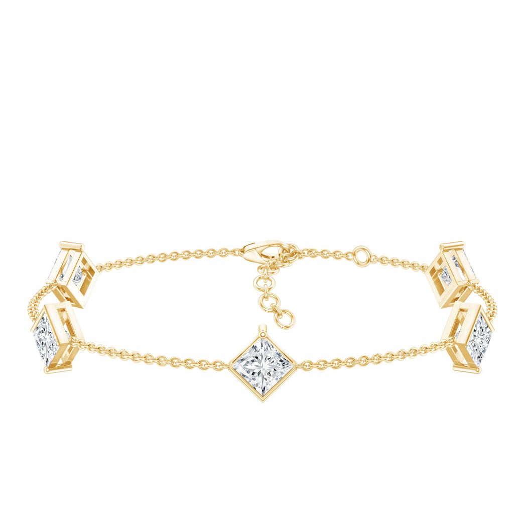 Certified Princess Cut Lab Grown Diamond Wedding Chain Bracelet