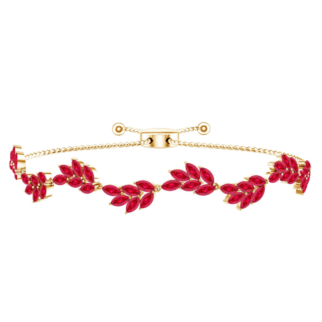 Marquise Lab Grown Ruby Leaf Bolo Bracelet