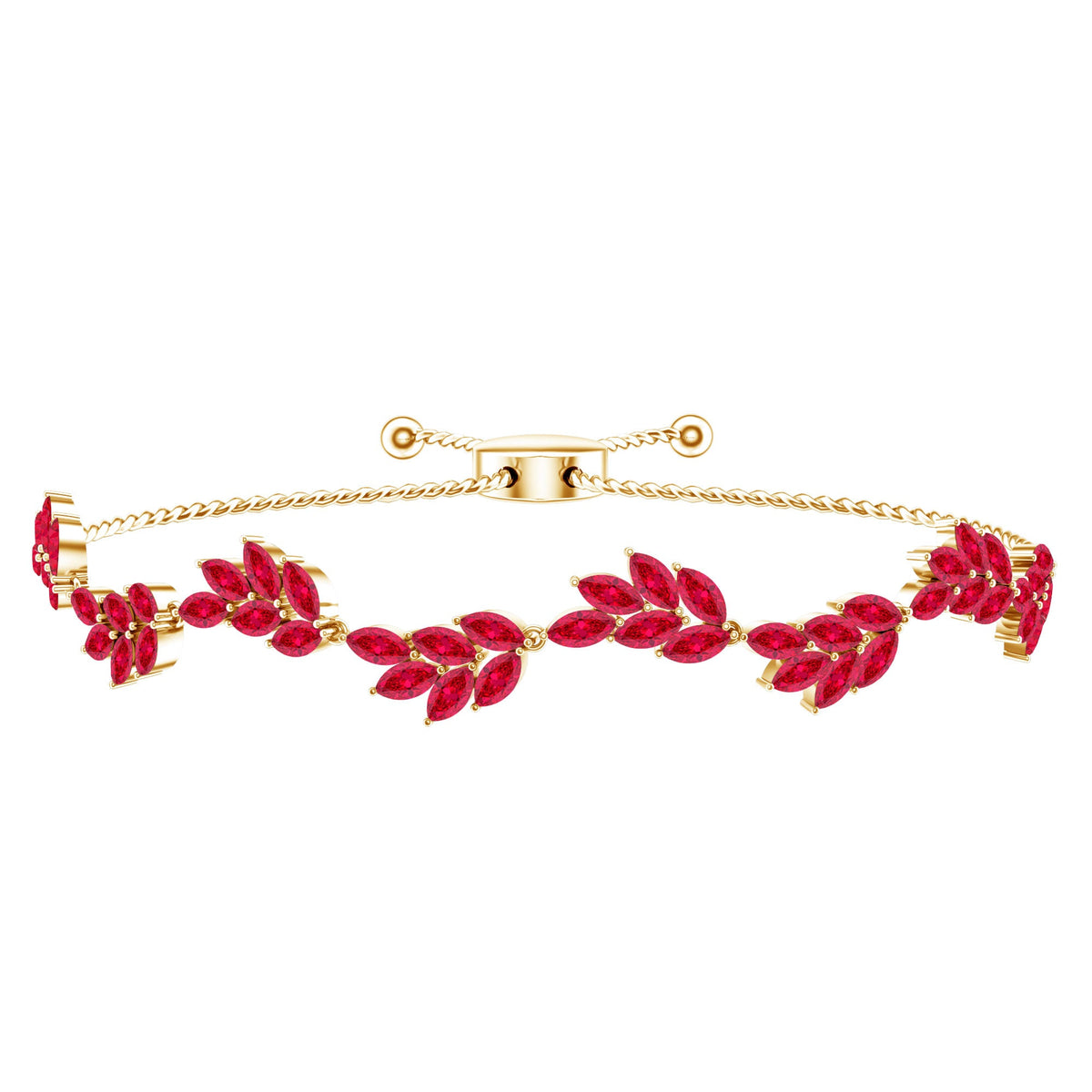 Marquise Lab Grown Ruby Leaf Bolo Bracelet