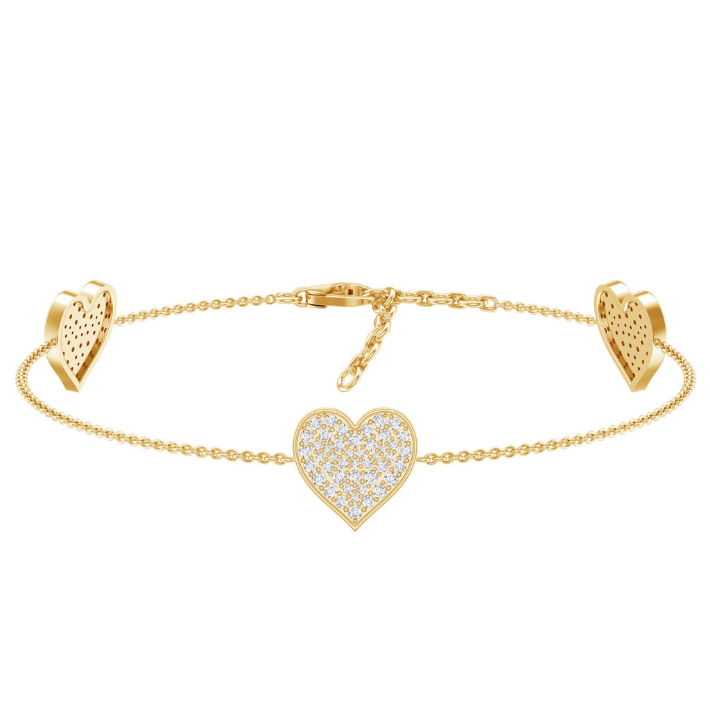 Pave Set Lab Grown Diamond Heart Bracelet for Women
