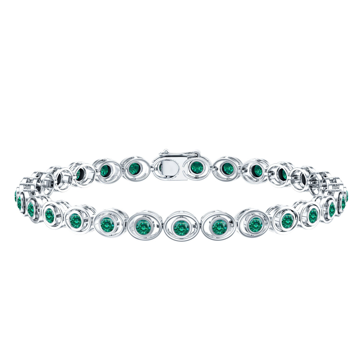 Lab Created Emerald Tennis Bracelet in Bezel Setting