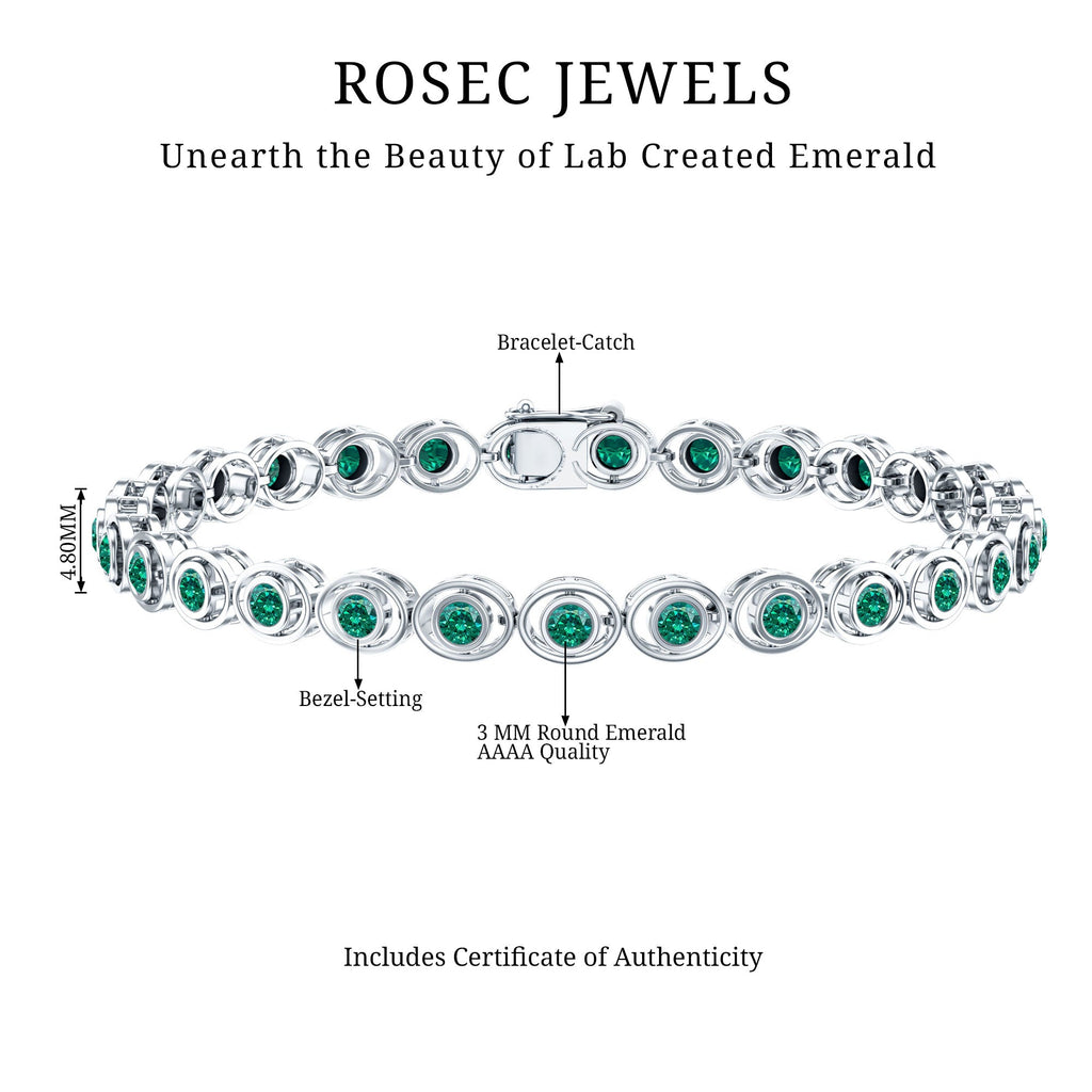 Lab Created Emerald Tennis Bracelet in Bezel Setting