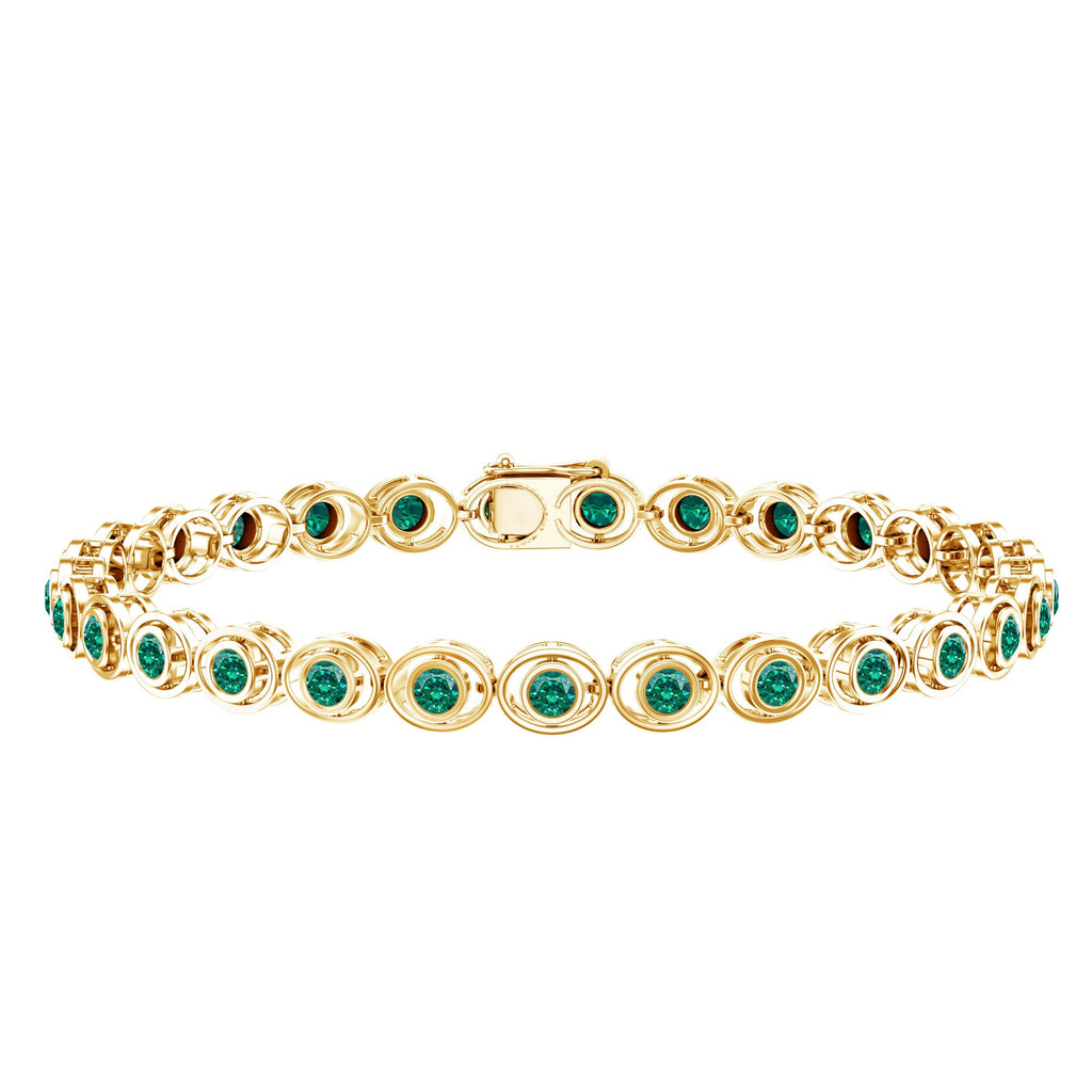Lab Created Emerald Tennis Bracelet in Bezel Setting