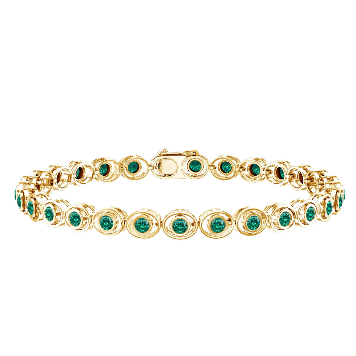 Lab Created Emerald Tennis Bracelet in Bezel Setting