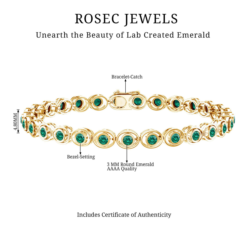 Lab Created Emerald Tennis Bracelet in Bezel Setting