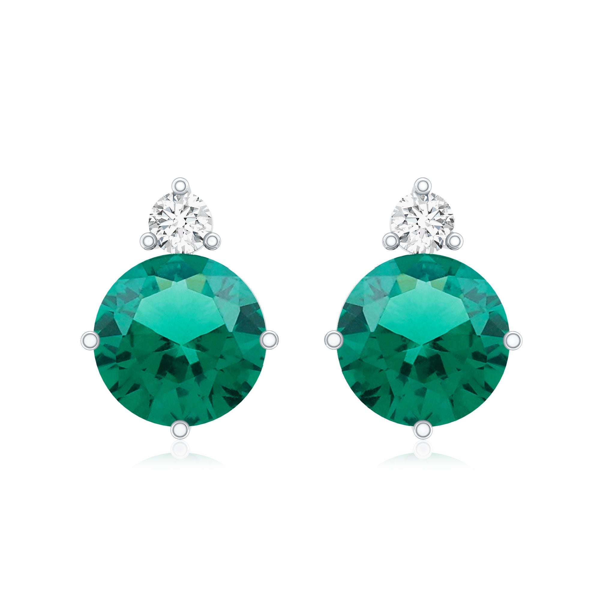 Certified 1.6 Carat Lab Grown Emerald Stud Earrings in Sterling Silver