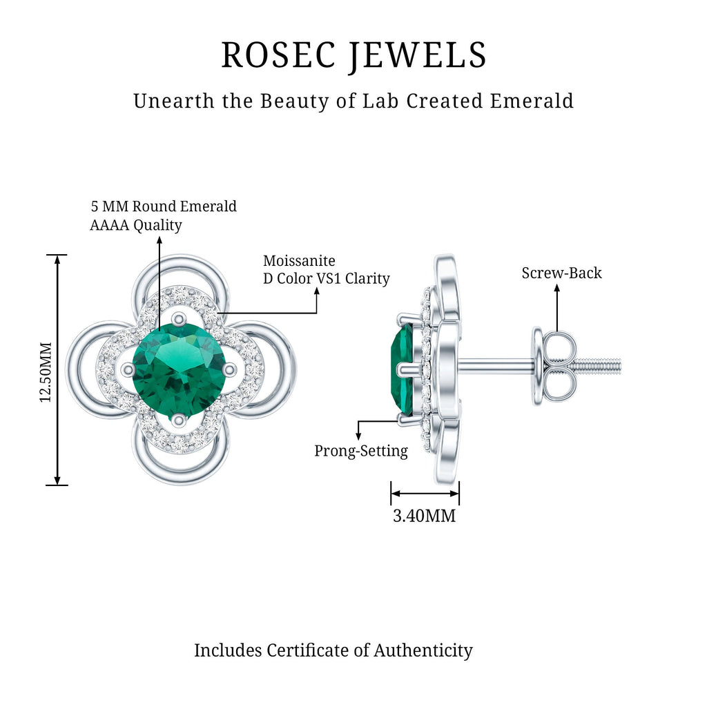 1 Carat Lab Grown Emerald Flower Earrings with Certificate