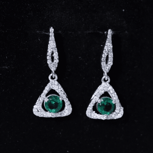 1.6 Carat Lab Grown Emerald Drop Earrings with Moissanite