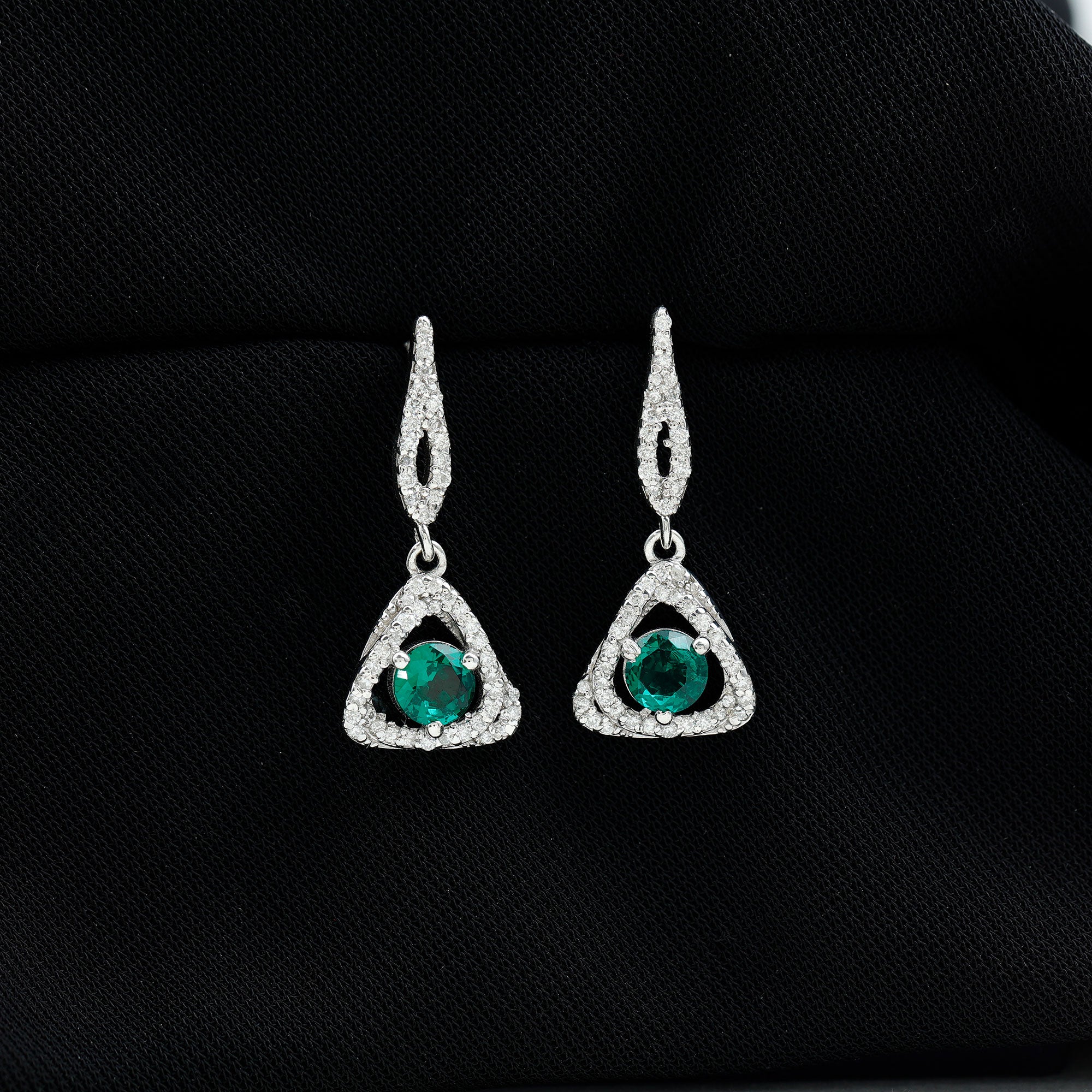 1.6 Carat Lab Grown Emerald Drop Earrings with Moissanite