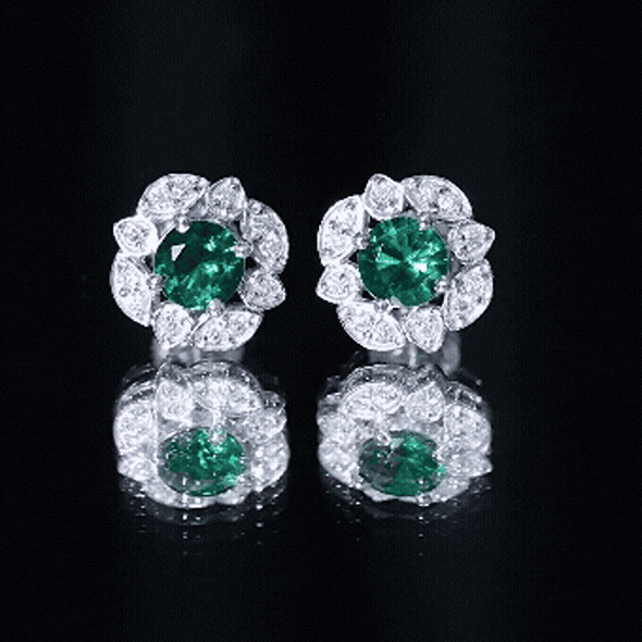 1.6 Carat Lab Emerald Vintage Stud Earrings in Sterling Silver
