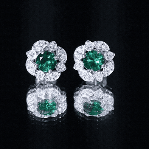 1.6 Carat Lab Emerald Vintage Stud Earrings in Sterling Silver