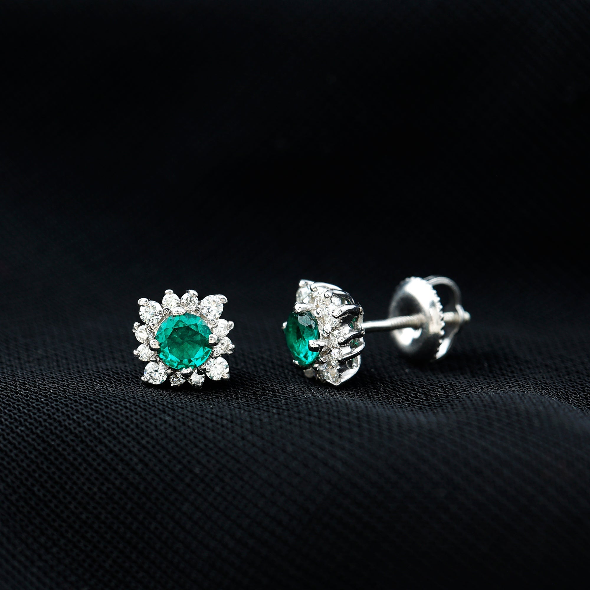 Half Carat Lab Grown Emerald Stud Earrings with Certificate