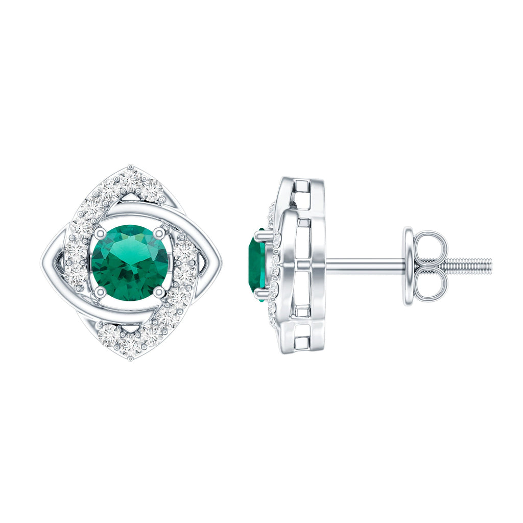 Certified Half Carat Lab Grown Emerald Stud Earrings with Moissanite