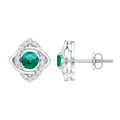 Certified Half Carat Lab Grown Emerald Stud Earrings with Moissanite
