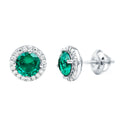 Certified 1.6 Carat Lab Created Emerald and Moissanite Halo Stud Earrings