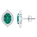 Certified 1.7 Carat Lab Grown Emerald Vintage Stud Earrings with Moissanite